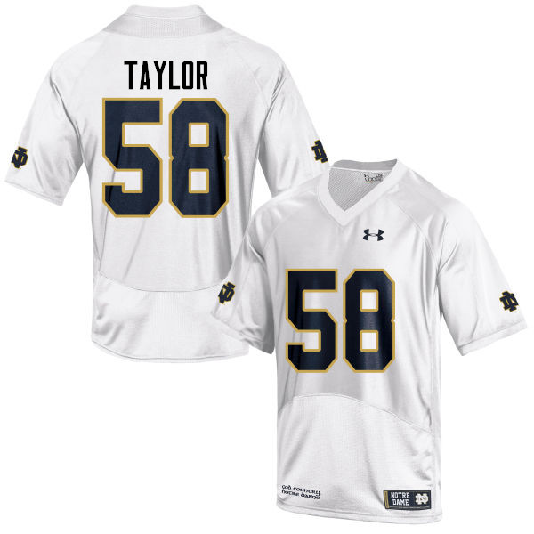 Men #58 Elijah Taylor Notre Dame Fighting Irish College Football Jerseys-White